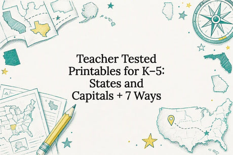 States and capitals learning title card