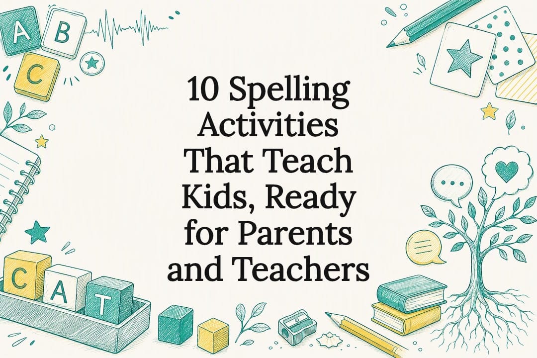 Decorative spelling activities title card