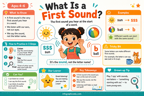 What Is a First Sound phonics infographic for children from Edhed Learning