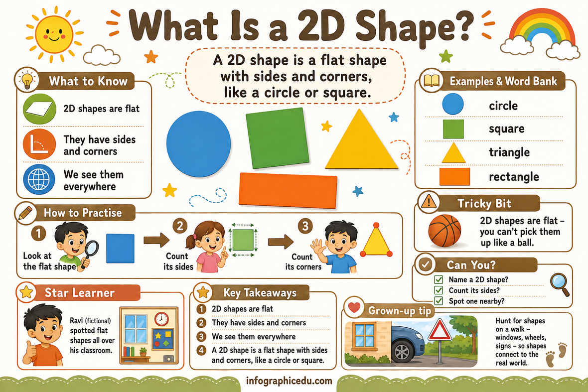 What Is a 2D Shape educational maths infographic for children from Edhed Learning
