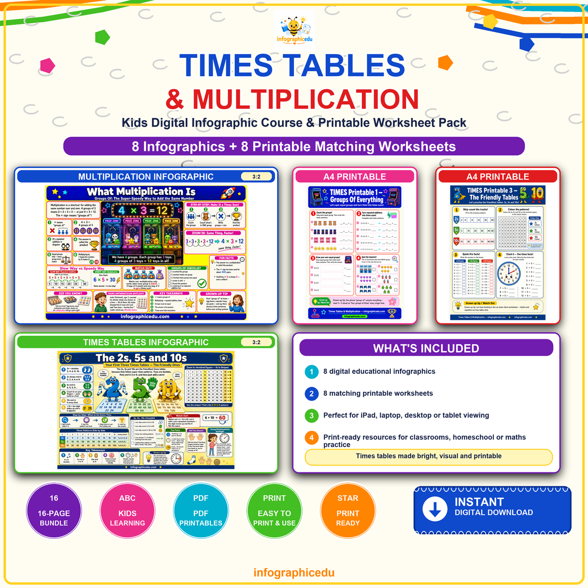 A colourful infographic helping a child learn and enjoy maths at home