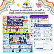 Programación sin pantallas para niños: 8 infografías y 8 fichas imprimibles