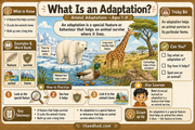 What Is an Adaptation educational infographic for children ages 7 to 9