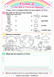 Ficha imprimible 2 en español: Por qué la Tierra es especial