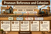 Pronoun reference and cohesion Grade 3 teaching infographic