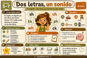Infografía Dos letras, un sonido del curso de dígrafos en inglés