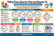 Quarter past and quarter to Grade 1 telling time infographic