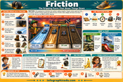 Educational infographic about friction with various illustrations and text.