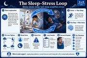 Infographic about the sleep-stress loop with visual elements and text.