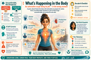 Educational infographic about adrenal surge sensations and responses in the body