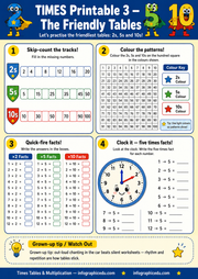 Times tables worksheet for practicing multiplication facts from 2 to 10