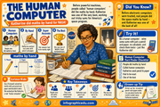 Educational infographic about Katherine Johnson and her role as a 'human computer' for NASA.