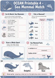 Ocean Animals & The Big Blue Ocean for Kids printable worksheet preview