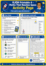 Educational activity page for children with space-themed tasks and graphics.