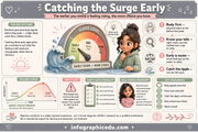 Educational infographic about recognizing and managing emotions, featuring a character and various educational elements.