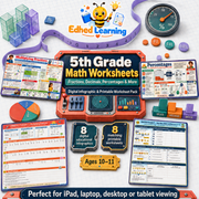 5th Grade Math Worksheets digital infographic and printable worksheet pack for ages 10 to 11