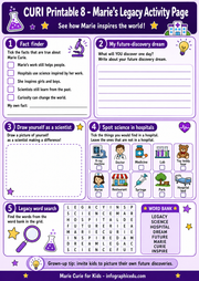 Marie Curie for Kids printable planner preview