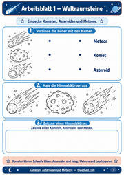 Deutsches Arbeitsblatt 1: Weltraumsteine