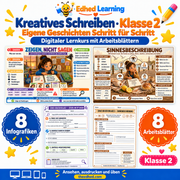Kreatives Schreiben · Klasse 2 – Edhed Learning, 8 Infografiken und 8 Arbeitsblätter