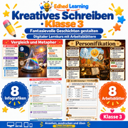 Kreatives Schreiben · Klasse 3 – Edhed Learning, 8 Infografiken und 8 Arbeitsblätter