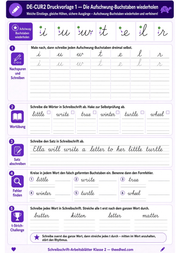Druckvorlage 1 Die Aufschwung Buchstaben wiederholen
