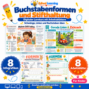 Buchstabenformen und Stifthaltung – Edhed Learning, 8 Infografiken und 8 Arbeitsblätter
