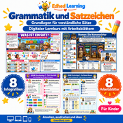Grammatik und Satzzeichen – Edhed Learning, 8 Infografiken und 8 Arbeitsblätter