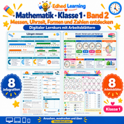 Mathematik · Klasse 1 · Band 2 – Edhed Learning, 8 Infografiken und 8 Arbeitsblätter