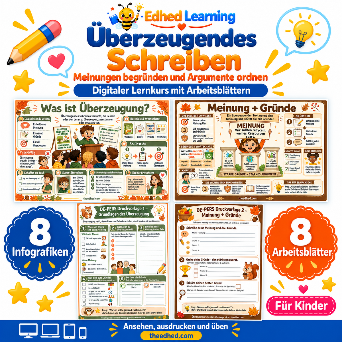 Überzeugendes Schreiben – Edhed Learning, 8 Infografiken und 8 Arbeitsblätter