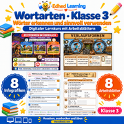 Wortarten · Klasse 3 – Edhed Learning, 8 Infografiken und 8 Arbeitsblätter