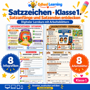 Satzzeichen · Klasse 1 – Edhed Learning, 8 Infografiken und 8 Arbeitsblätter