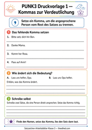 Druckvorlage 1 Kommas zur Verdeutlichung
