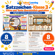 Satzzeichen · Klasse 3 – Edhed Learning, 8 Infografiken und 8 Arbeitsblätter