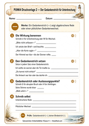 Druckvorlage 2 Der Gedankenstrich fuer Unterbrechung