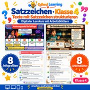 Satzzeichen · Klasse 4 – Edhed Learning, 8 Infografiken und 8 Arbeitsblätter