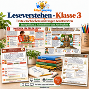 Leseverstehen · Klasse 3 – Edhed Learning, 8 Infografiken und 8 Arbeitsblätter