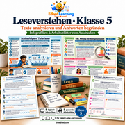 Leseverstehen · Klasse 5 – Edhed Learning, 8 Infografiken und 8 Arbeitsblätter