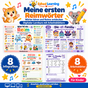 Meine ersten Reimwörter – Edhed Learning, 8 Infografiken und 8 Arbeitsblätter