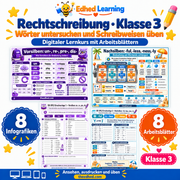 Rechtschreibung · Klasse 3 – Edhed Learning, 8 Infografiken und 8 Arbeitsblätter
