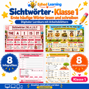 Sichtwörter · Klasse 1 – Edhed Learning, 8 Infografiken und 8 Arbeitsblätter