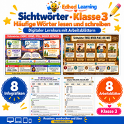Sichtwörter · Klasse 3 – Edhed Learning, 8 Infografiken und 8 Arbeitsblätter