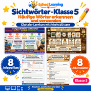 Sichtwörter · Klasse 5 – Edhed Learning, 8 Infografiken und 8 Arbeitsblätter