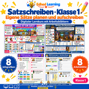 Satzschreiben · Klasse 1 – Edhed Learning, 8 Infografiken und 8 Arbeitsblätter