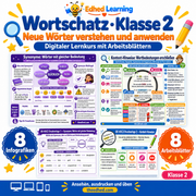 Wortschatz · Klasse 2 – Edhed Learning, 8 Infografiken und 8 Arbeitsblätter