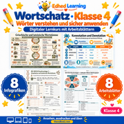 Wortschatz · Klasse 4 – Edhed Learning, 8 Infografiken und 8 Arbeitsblätter