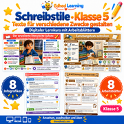 Schreibstile · Klasse 5 – Edhed Learning, 8 Infografiken und 8 Arbeitsblätter