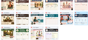 Grid of various web pages with different layouts and content on a white background