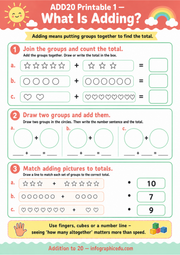 What Is Adding? printable addition worksheet for kids - Addition to 20 course