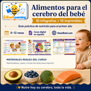 Curso digital en español Alimentos para el cerebro del bebé con 10 infografías y 10 imprimibles