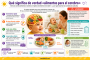 Infografía en español sobre alimentos y nutrientes para el cerebro del bebé